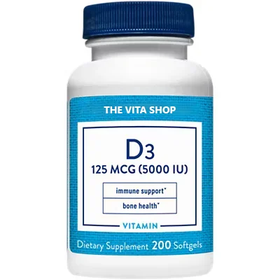 Vitamin D3 – Immune Support & Bone Health – 5,000 IU (200 Softgels)