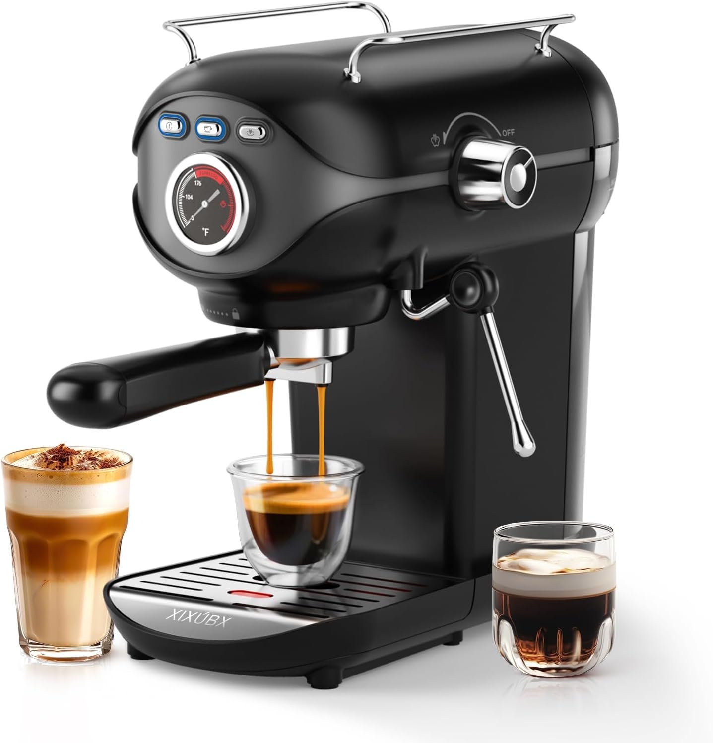 61X8hZE1YtL._AC_SL1500_ Espresso Machine, 20 BAR Pump Temperature Control, Compact Espresso Maker with Steam Milk Frother, Professional Coffee Makers for Home, Cappuccino, Latte, Gifts for Coffee Lover, Black - Image 1